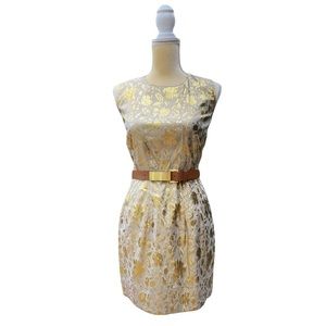Cocktail Party Gold Brocade Mesh Dress Size 6 Andrew Marc NWOT